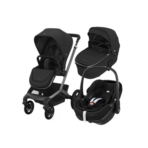 [31266301] Maxi-Cosi Poussette 4 in 1 Oxford Twillic Black + nacelle + siège-auto Pebble 360 pro 2 + base Familyfix 360 Pro