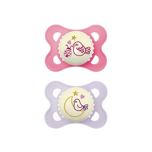 [31625201] MAM Sucette 0 - 6 mois Original Night Pink/Lilac - 2 pièces