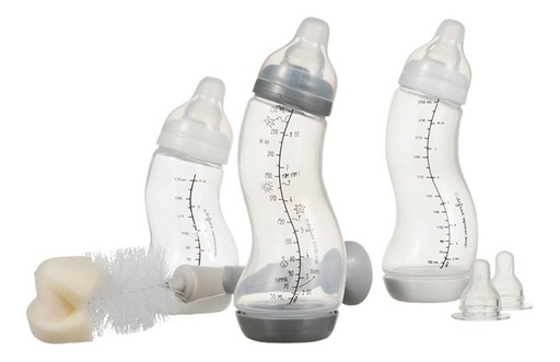 [9499701] Difrax Starterset met flessenborstel Newborn wit/grijs