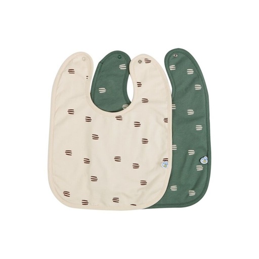 [16712001] Dreambee Bavoir Flo vert/écru - 2 pièces