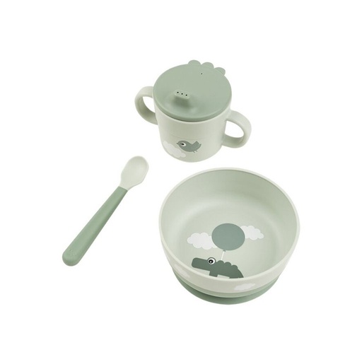 [27278401] Done by Deer Set repas 3 pièces Happy Clouds Green