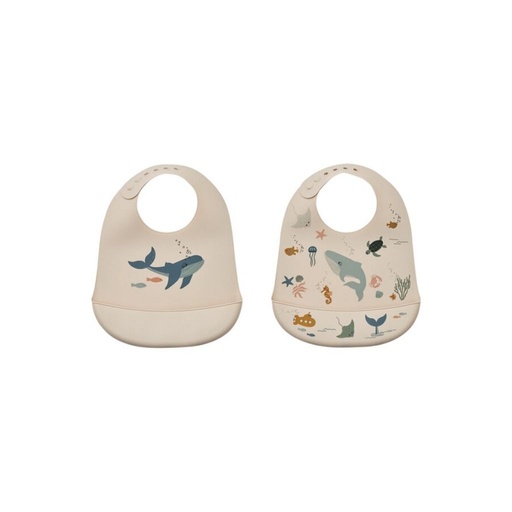 [27480601] Liewood Slabbetje Tilda Sea Creature beige - 2 stuks