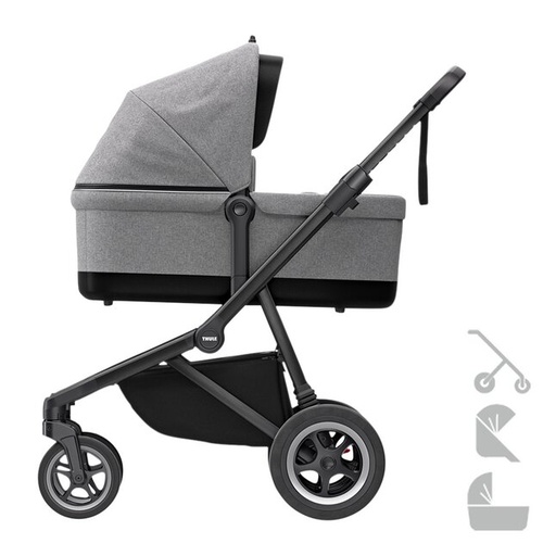 [9578001] Thule Poussette 3 en 1 Sleek Grey Melange On Black