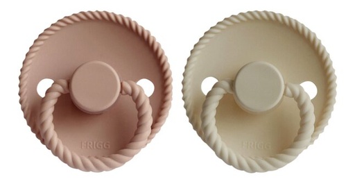 [16625401] FRIGG Fopspeen 6 - 18 maanden Rope silicone Blush/Cream - 2 stuks