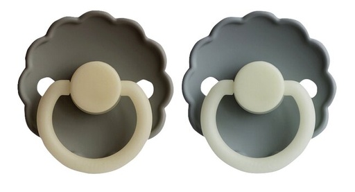 [16625701] FRIGG Fopspeen 0 - 6 maanden Daisy Night silicone French Gray/Portobello - 2 stuks