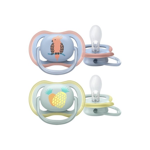 [23653401] Philips AVENT Sucette + 0 mois Ultra Air ananas/perroquet - 2 pièces
