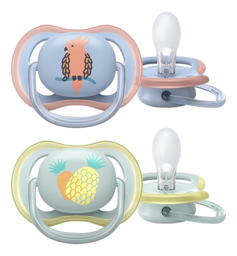 [23653401] Philips AVENT Sucette + 0 mois Ultra Air ananas/perroquet - 2 pièces