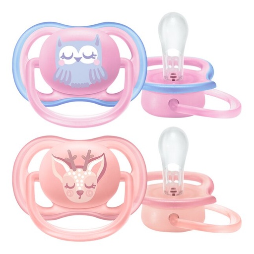 [23653701] Philips AVENT Sucette + 0 mois Ultra Air hibou/renne girl - 2 pièces