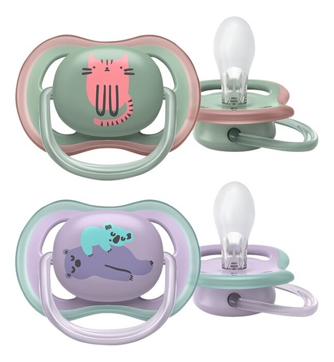 [23653901] Philips AVENT Sucette + 6 mois Ultra Air chat/ours - 2 pièces