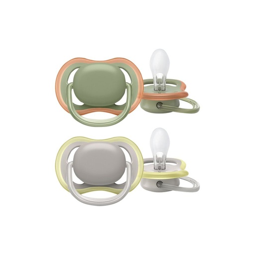 [23654001] Philips AVENT Fopspeen + 6 maanden Ultra Air grijs/olijfgroen - 2 stuks