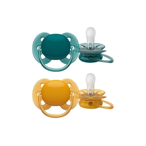 [23654301] Philips AVENT Fopspeen + 6 maanden Ultra Soft groen/geel - 2 stuks