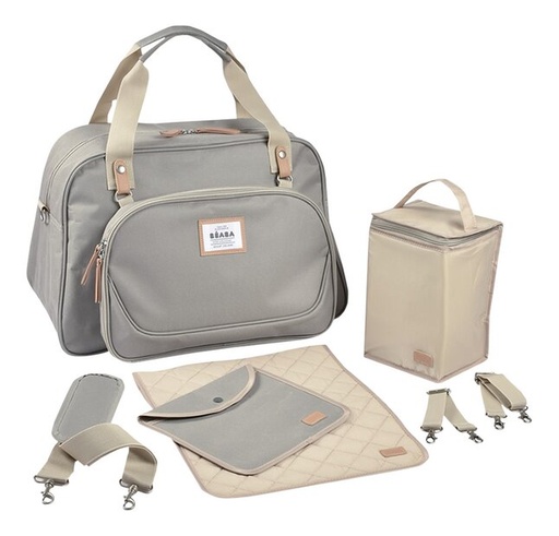 [17916001] Béaba Sac à langer Genève Vintage Velvet Grey ecru