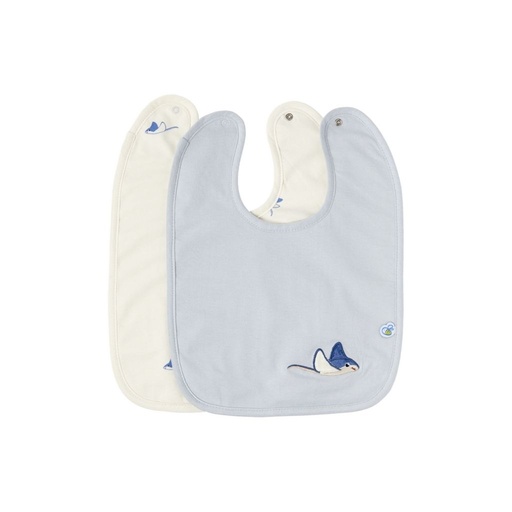 [26577001] Dreambee Bavoir Billie raie gris/beige - 2 pièces