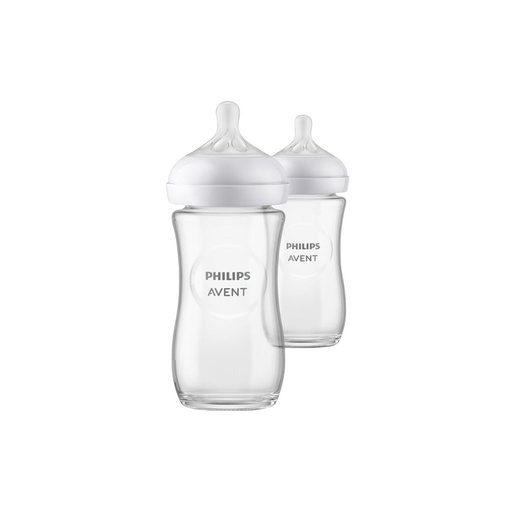 [18992001] Philips AVENT Biberon en verre Natural Response transparent 240 ml - 2 pièces