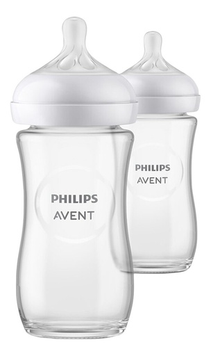 [18992001] Philips AVENT Glazen zuigfles Natural Response transparant 240 ml - 2 stuks