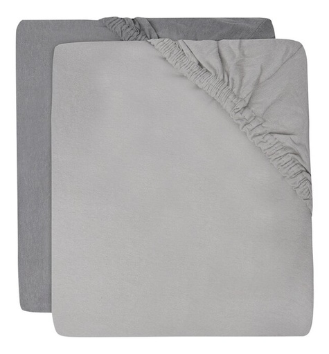 [22310801] Jollein Drap-housse pour lit Soft Grey/Storm Grey Lg 120 x L 60 cm - 2 pièces