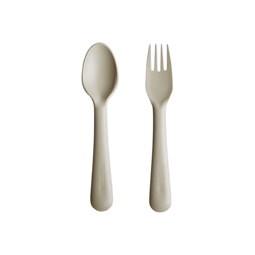 [17714701] Mushie Fourchette et cuillère Ivory
