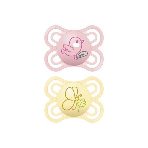 [27084401] MAM Sucette + 0 mois Perfect Silicone rose/jaune - 2 pièces