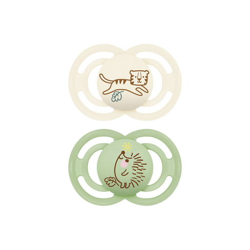 [27084501] MAM Sucette + 6 mois Perfect Silicone beige/vert - 2 pièces
