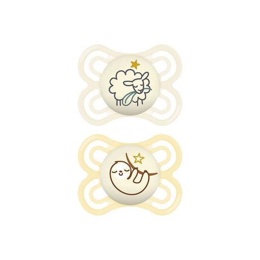 [27084901] MAM Sucette + 0 mois Perfect Night Silicone jaune/ivoire - 2 pièces