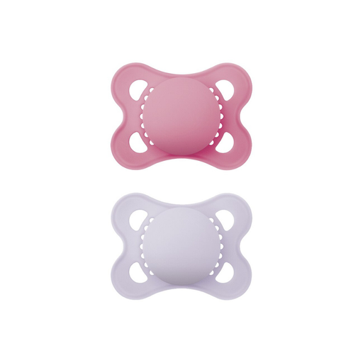 [27085301] MAM Fopspeen + 0 maanden Original Matt Plain Silicone roze/paars - 2 stuks