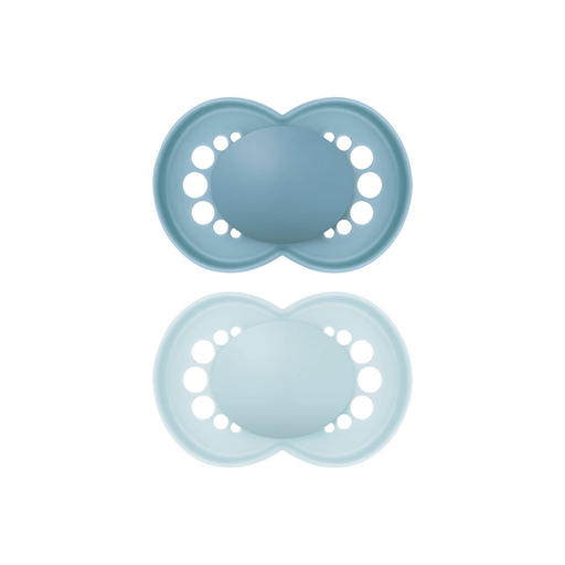 [27085401] MAM Fopspeen + 6 maanden Original Matt Plain Silicone blauw - 2 stuks