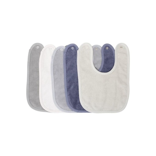 [12073301] Dreambee Slabbetje Essentials met drukknoppen blauw/grijs/kaki - 5 stuks
