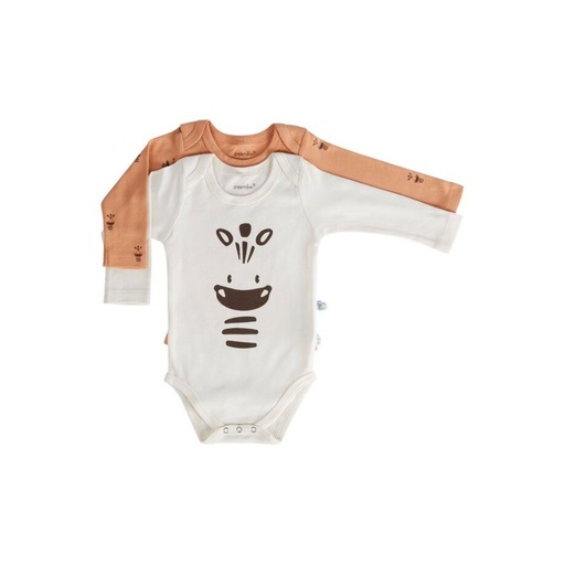 Dreambee Body met lange mouwen Flo ecru/terracotta - 2 stuks