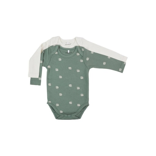Dreambee Body met lange mouwen Flo ecru/groen - 2 stuks