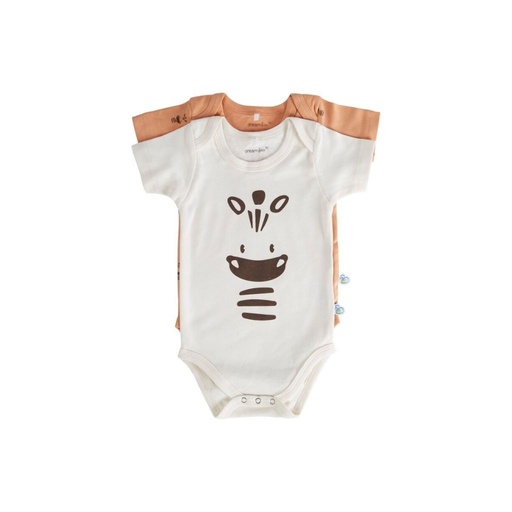 Dreambee Body met korte mouwen Flo ecru/terracotta - 2 stuks