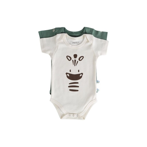 Dreambee Body met korte mouwen Flo ecru/groen - 2 stuks