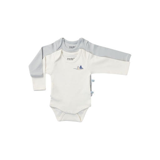 Dreambee Body met lange mouwen Billie beige/grijs - 2 stuks
