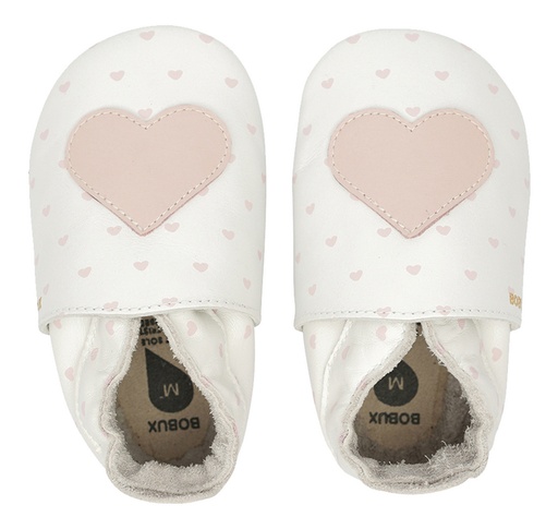 [11829101] Bobux Chaussons White With Blossom Hearts blanc