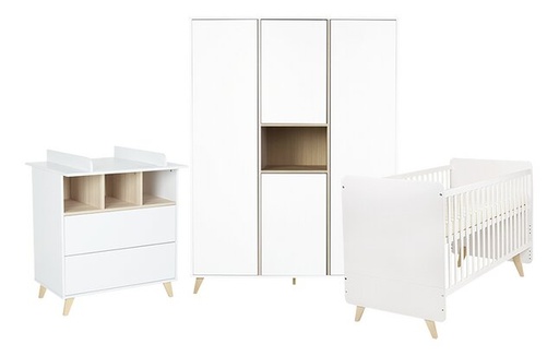 [6502301] Quax 3-delige babykamer (bed + commode + kast met 3 deuren) Loft