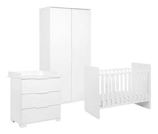 [22863501] Transland 3-delige babykamer (meegroeibed + commode + kast met 2 deuren) Alix wit