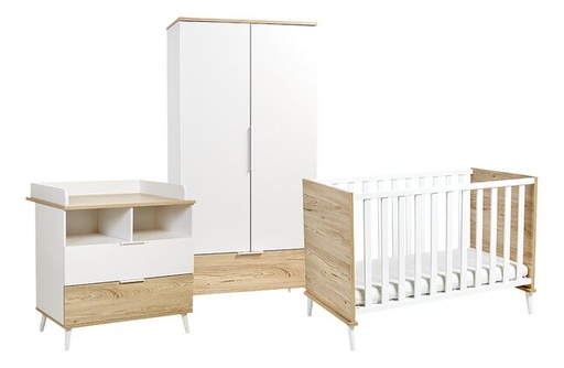[22863801] Transland 3-delige babykamer (bed + commode + kast met 2 deuren) Maly