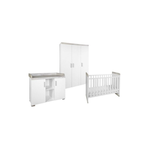 [22863901] Transland Chambre de bébé 3 pièces (lit évolutif + commode + armoire 3 portes) Alisa