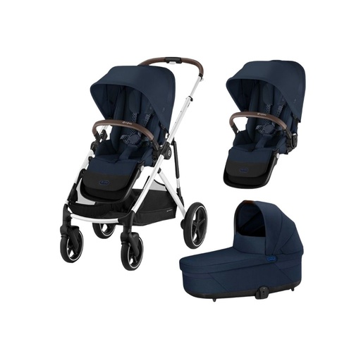 [23507701] Cybex Kinderwagen Gazelle S Silver/Ocean Blue + draagmand + extra zitje