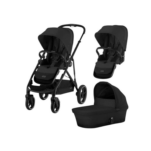 [23507801] Cybex Poussette Gazelle S Moon Black + nacelle + siège supplémentaire
