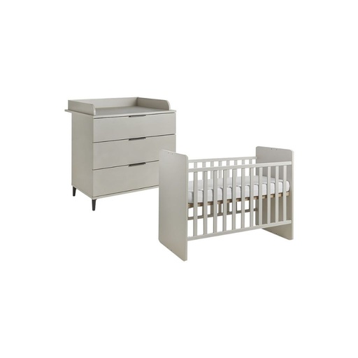 [27175801] Transland Chambre de bébé 2 pièces (lit évolutif + commode) Jessie beige